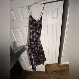 ASTR the label floral satin cowlneck midi